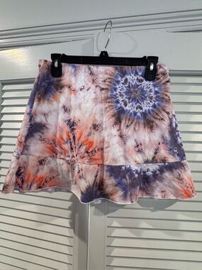 A-Line Tie-Dye Skirt in Purple, Pink & Orange